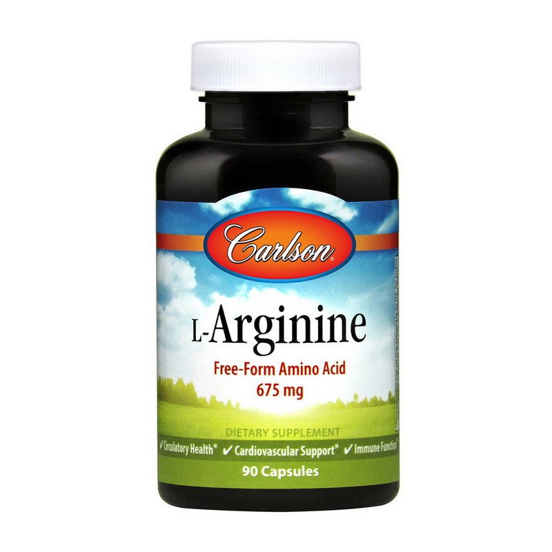 Л-Аргинин Carlson Labs L-Arginine Free-Form Amino Acid 675 mg (90 капсул) карлсон лабс ,  мл, Carlson Labs. Аргинин. Восстановление Укрепление иммунитета Пампинг мышц Антиоксидантные свойства Снижение холестерина Донатор оксида азота 