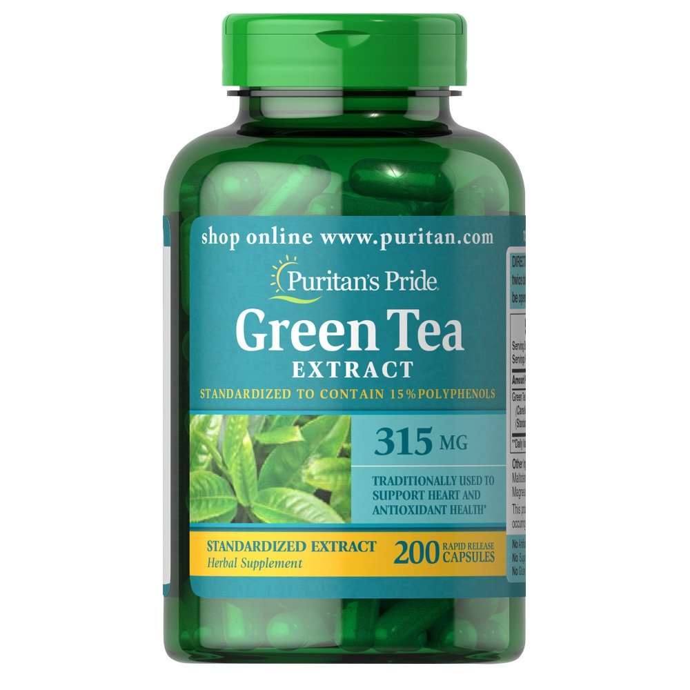 Puritan's Pride Натуральная добавка Puritan's Pride Green Tea Standardized Extract 315 mg, 200 капсул, , 