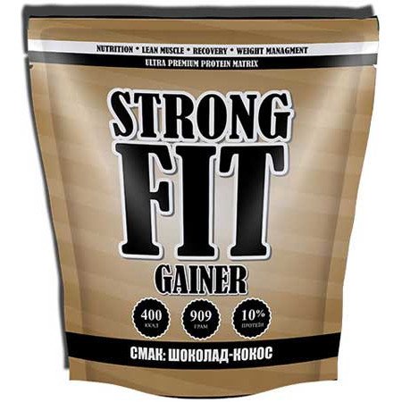 Гейнер Strong Fit Gainer Low Protein, 909 грамм - шоколад-кокос,  мл, Strong FIT. Гейнер. Набор массы Энергия и выносливость Восстановление 