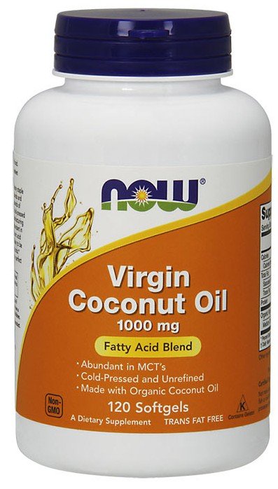 Virgin Coconut Oil 1000 mg, 120 шт, Now. Спец препараты. 