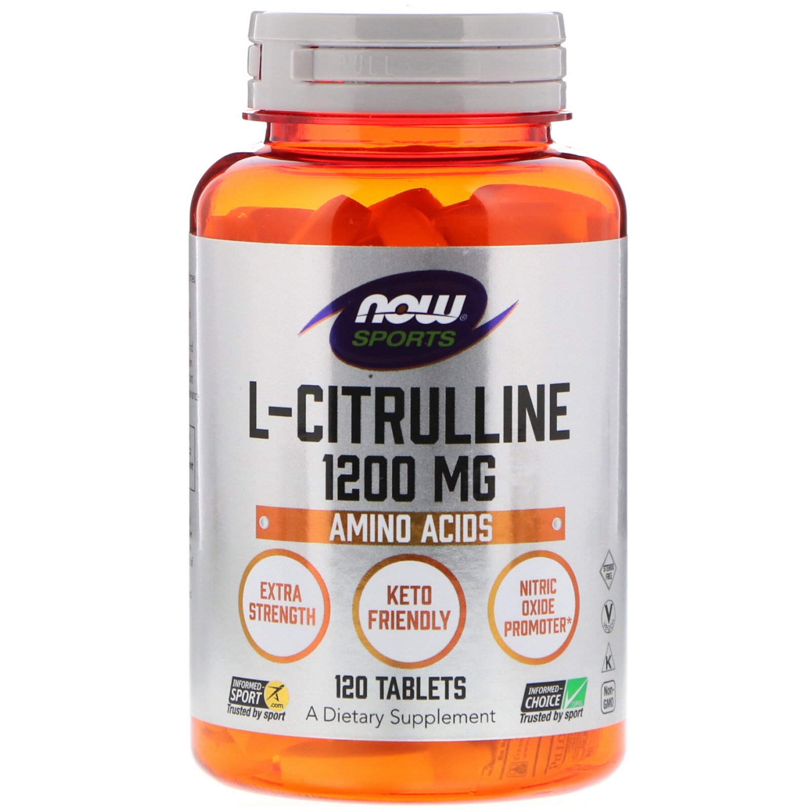 L-Citrulline 1200 mg, 120 шт, Now. Цитруллин. 