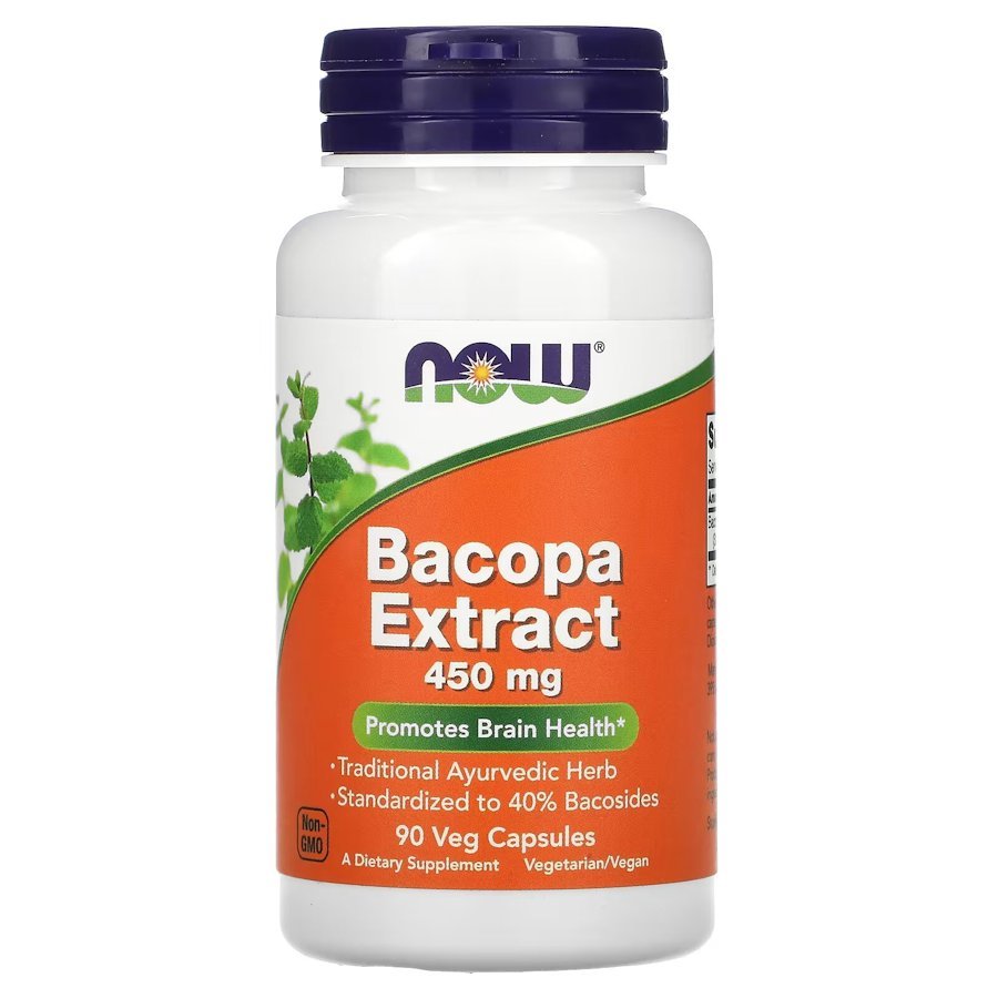 Натуральная добавка NOW Bacopa Extract 450 mg, 90 вегакапсул,  мл, Now. Hатуральные продукты. Поддержание здоровья 