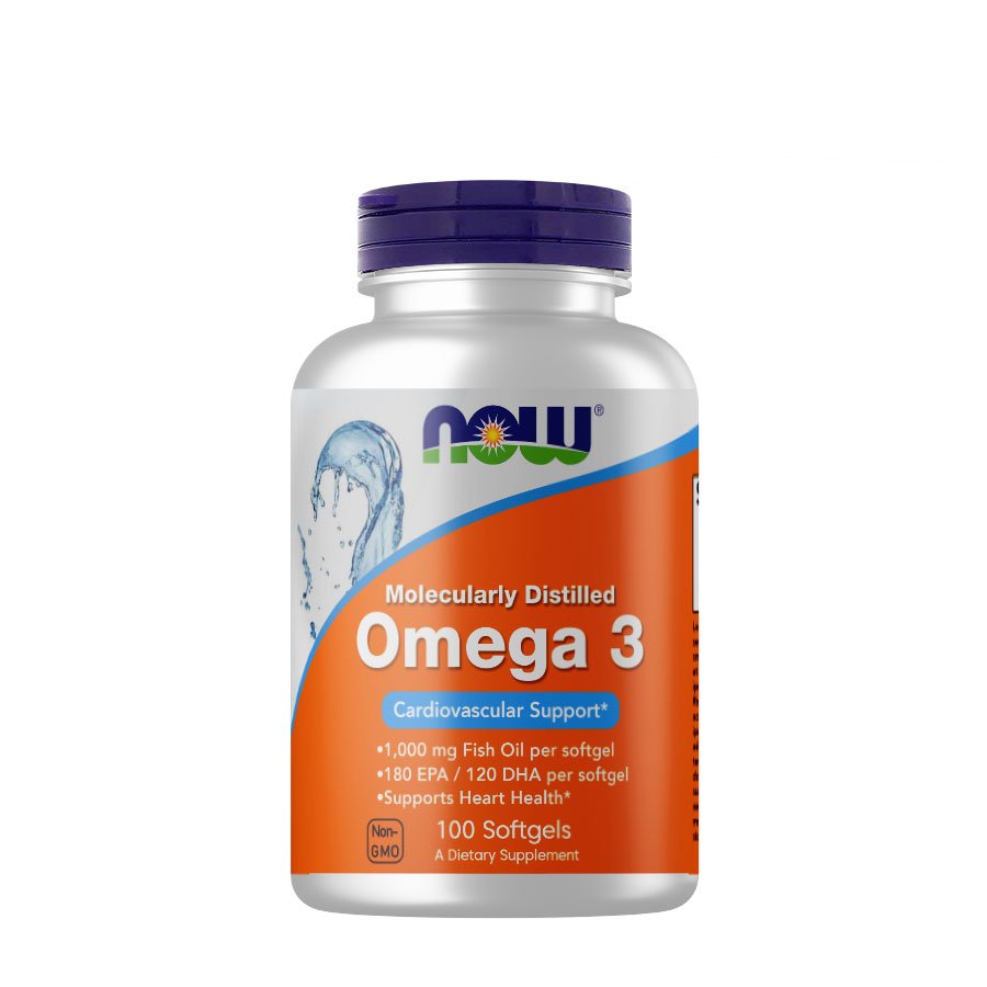 Жирные кислоты NOW Omega-3, 100 капсул,  ml, Now. Omega 3 (Fish Oil). General Health Ligament and Joint strengthening Skin health CVD Prevention Anti-inflammatory properties 