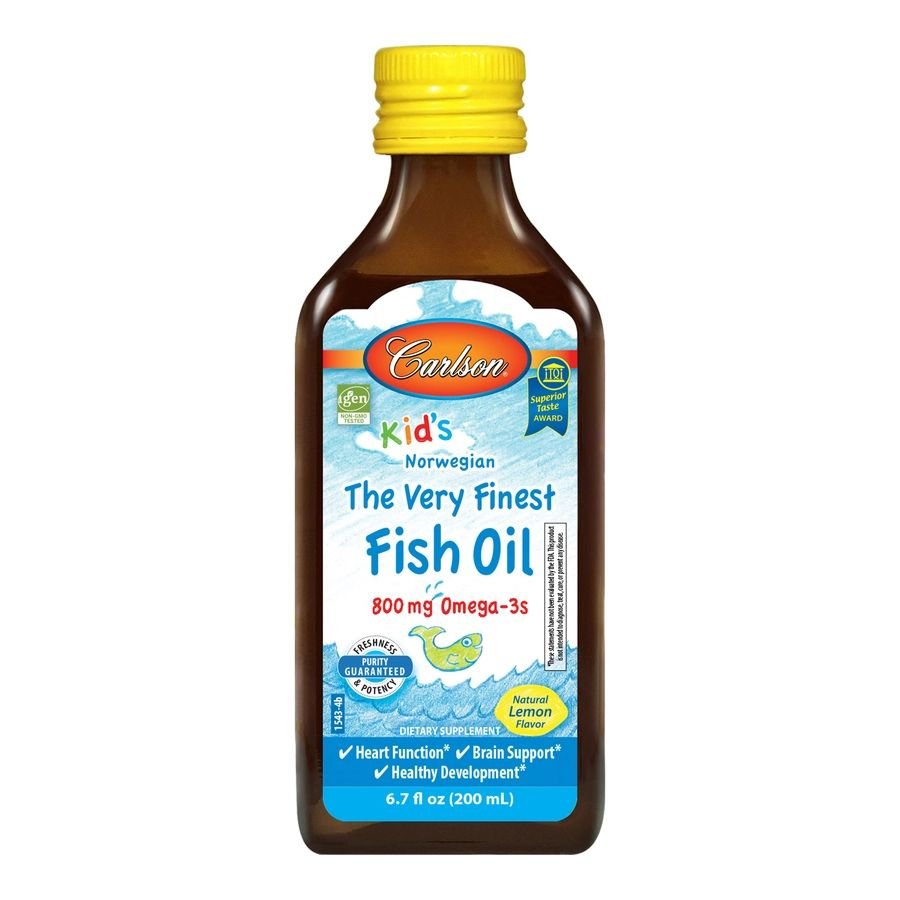 Жирные кислоты Carlson Labs Kid's The Very Finest Fish Oil, 200 мл Лимон,  мл, Carlson Labs. Жирные кислоты (Omega). Поддержание здоровья 