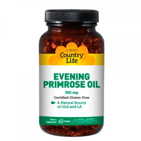 Country Life Натуральная добавка Country Life Evening Primrose Oil 500 mg, 60 капсул, , 