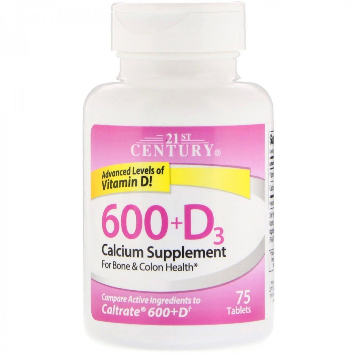 Комплекс 21st Century 600+D3 Calcium Supplement 75 Tabs,  мл, 21st Century. Витамины и минералы. Поддержание здоровья Укрепление иммунитета 