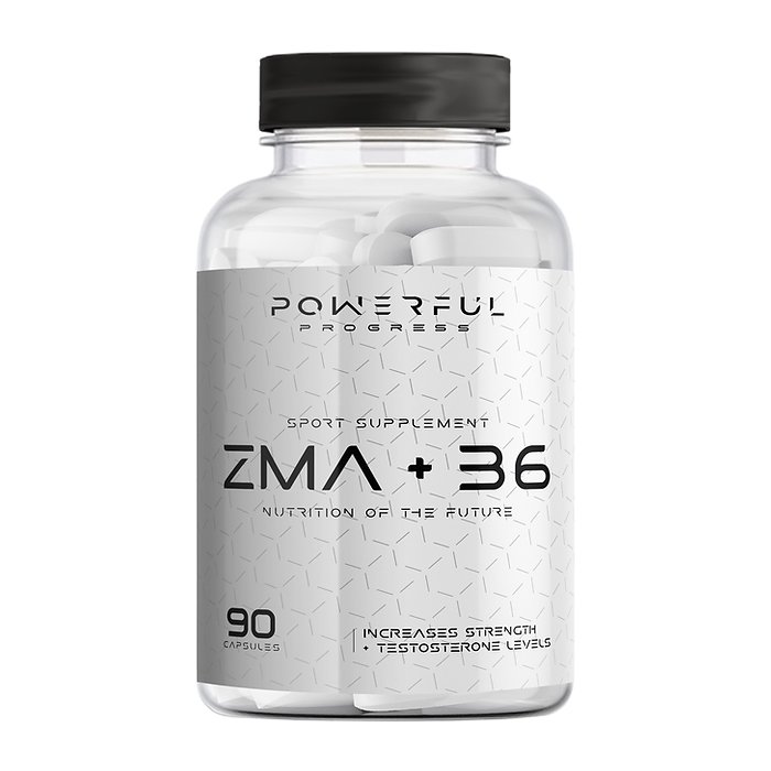 Витамины и минералы Powerful Progress ZMA+B6, 90 капсул,  ml, Powerful Progress. Vitamins and minerals. General Health Immunity enhancement 
