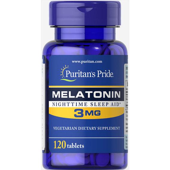 Мелатонін Puritan's Pride Melatonin 3 mg 120 Tabs,  ml, Puritan's Pride. Melatoninum. Improving sleep recuperación Immunity enhancement General Health 