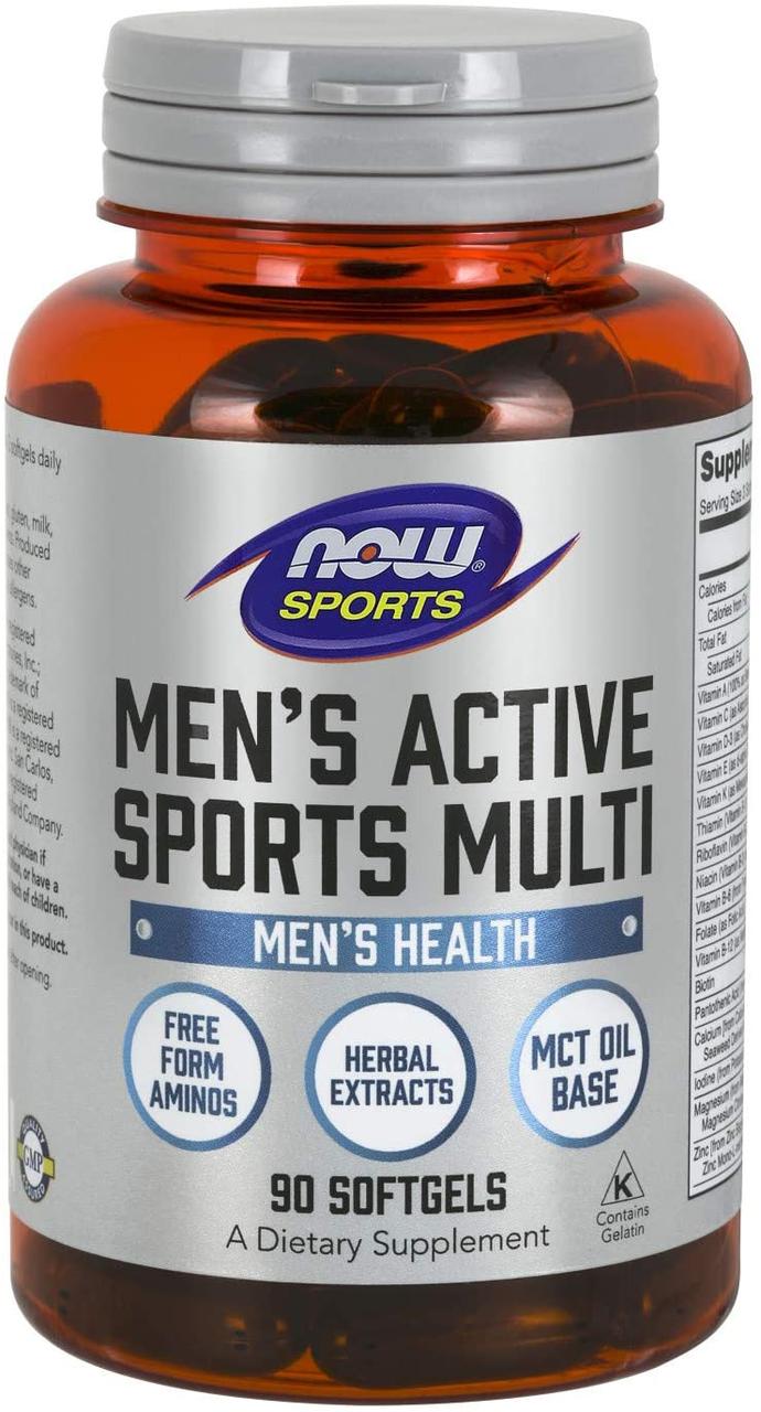Витамины для мужчин Now Foods Men's Active Sports Multi - 90 софт кап,  мл, Now. Витамины и минералы. Поддержание здоровья Укрепление иммунитета 