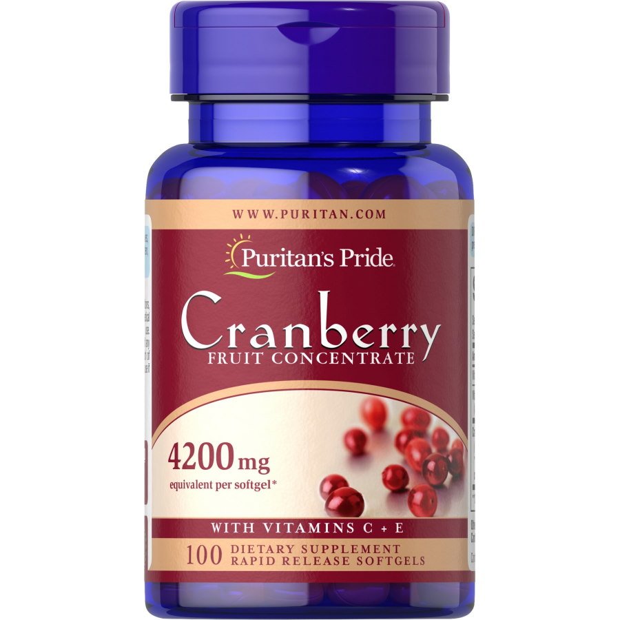 Натуральная добавка Puritan's Pride Cranberry Fruit Concentrate with C &amp; E, 100 капсул СРОК 01.22,  мл, Puritan's Pride. Hатуральные продукты. Поддержание здоровья 
