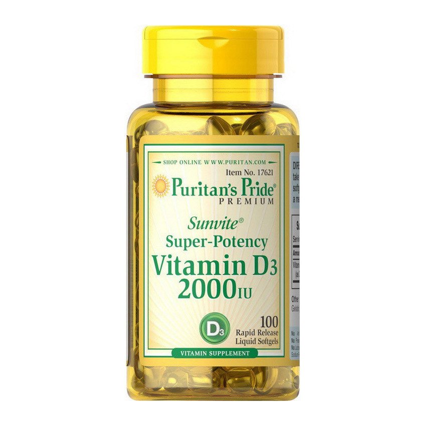 Витамин д3  Puritan's Pride Vitamin D3 2000 IU (100 капс) пуританс прайд,  мл, Puritan's Pride. Витамин D. 