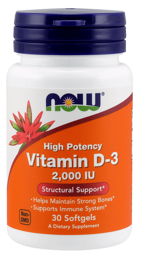 Vitamin D-3 2000 IU, 30 piezas, Now. Vitamina D. 