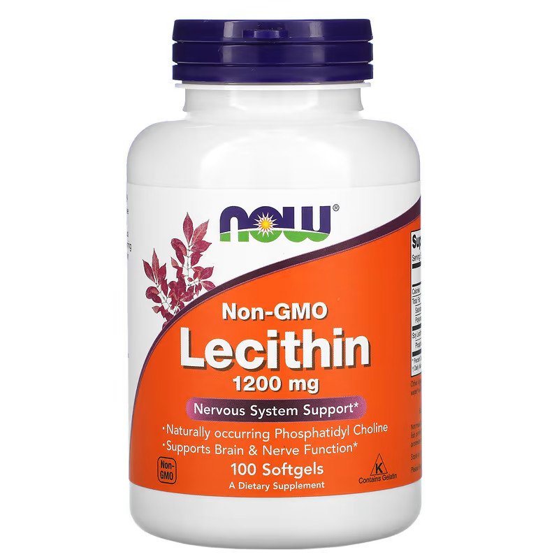 Натуральная добавка NOW Lecithin 1200 mg, 100 капсул,  мл, Now. Hатуральные продукты. Поддержание здоровья 