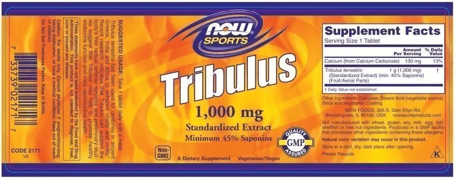 NOW   Tribulus 1000 mg 180 шт. / 180 servings,  мл, Now. Трибулус