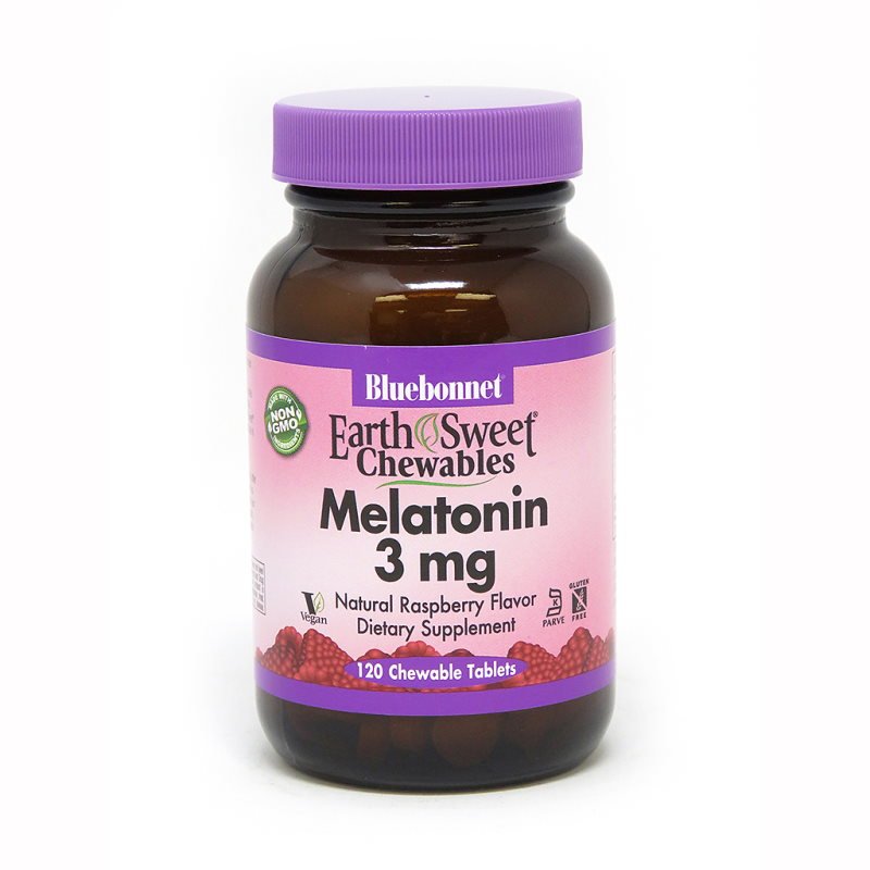 Восстановитель Bluebonnet Earth Sweet Chewables Melatonin 3 mg, 120 жевательных таблеток,  мл, Bluebonnet Nutrition. Послетренировочный комплекс. Восстановление 