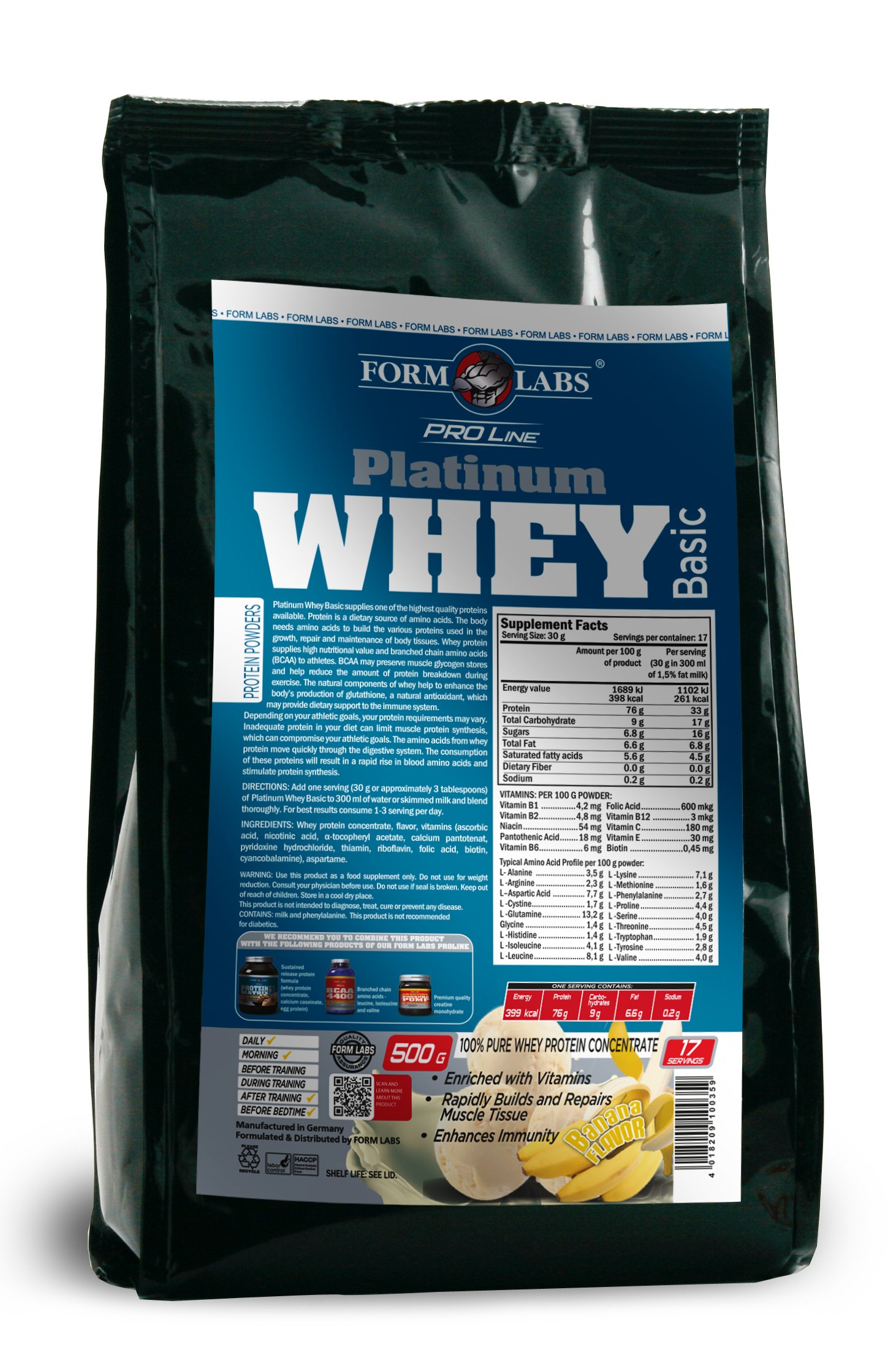 Platinum Whey Basic, 500 g, Form Labs. Whey Concentrate. Mass Gain recovery Anti-catabolic properties 