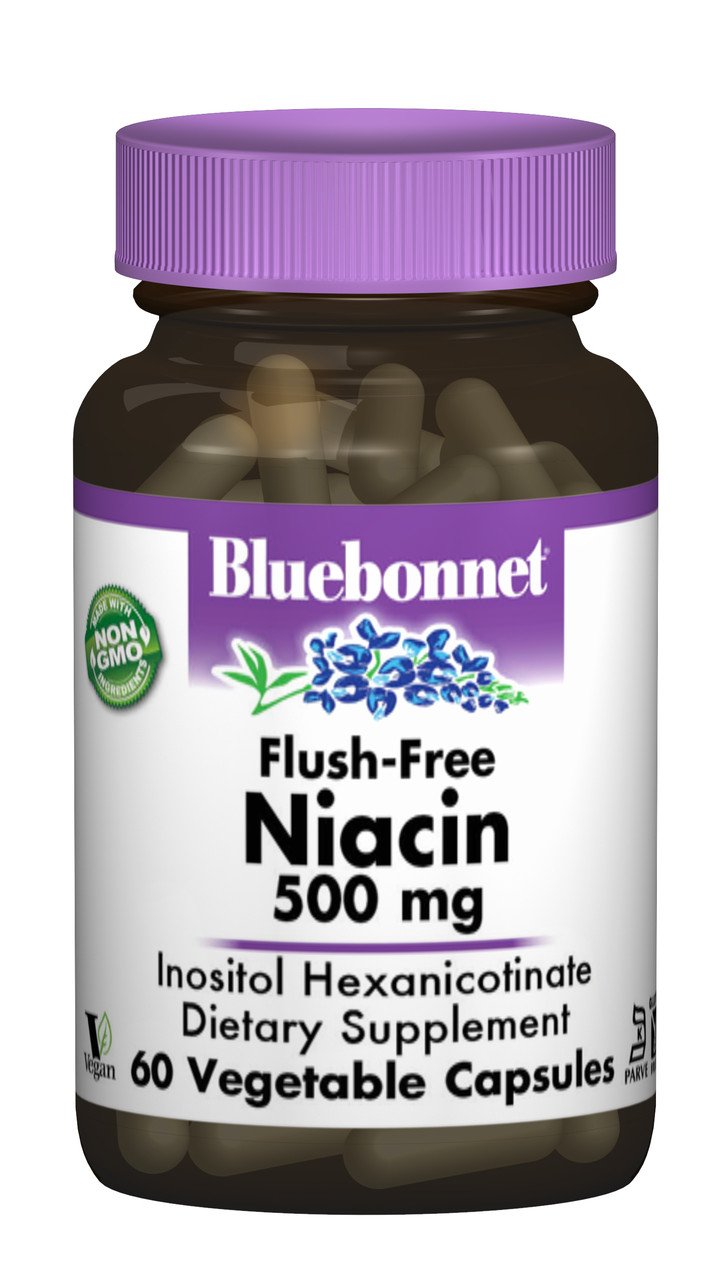 Bluebonnet Nutrition Ниацин без инфузата (В3) 500мг, Bluebonnet Nutrition, 60 гелевых капсул, , 