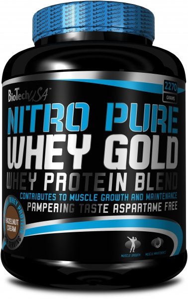 Nitro Pure Whey Gold, 2270 g, BioTech. Mezcla de proteínas de suero de leche. 