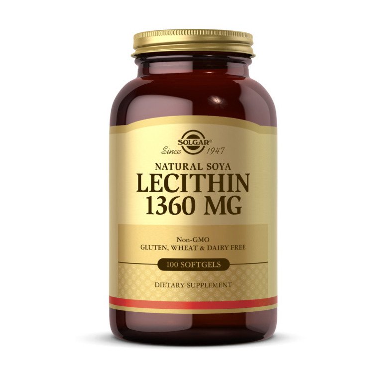 Лецитин Lecithin 1360 mg natural soya 100 капсул,  ml, Solgar. Lecithin. General Health 