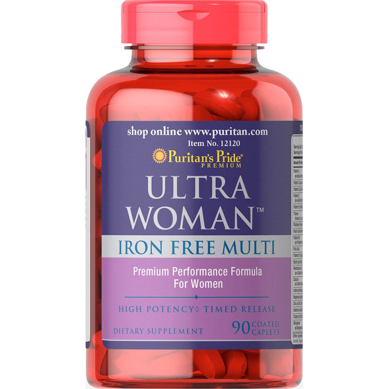 Puritan's Pride Витамины и минералы Puritan's Pride Ultra Woman Iron Free Multi, 90 каплет, , 
