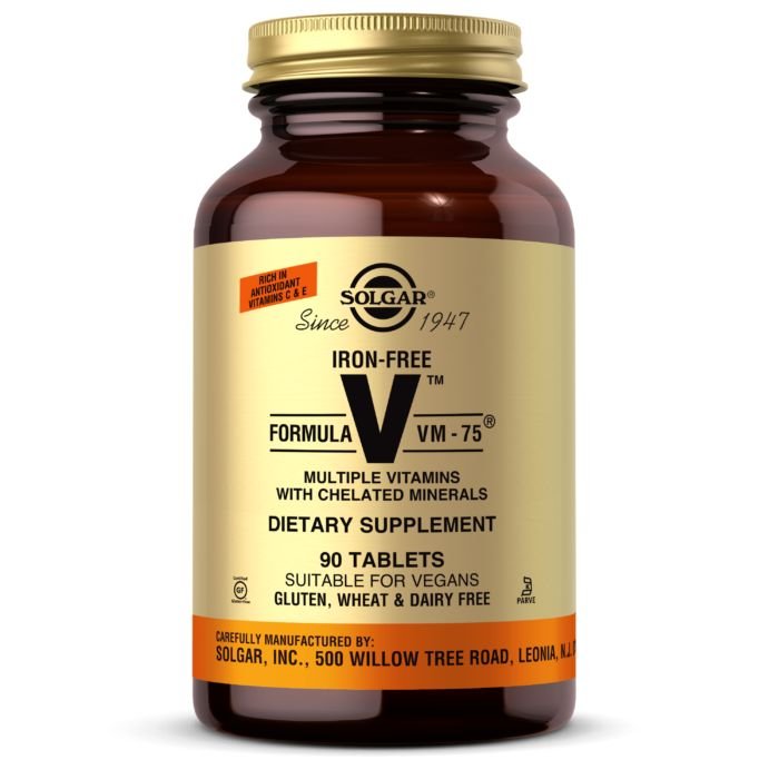 Витамины и минералы Solgar Formula V VM-75 (iron free), 90 таблеток,  мл, Solgar. Витамины и минералы. Поддержание здоровья Укрепление иммунитета 