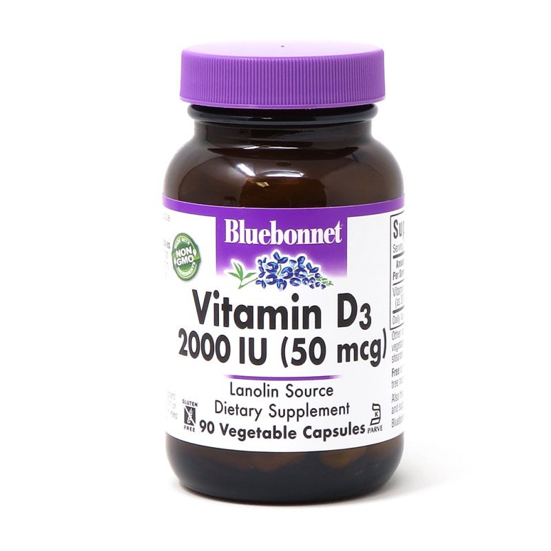 Витамины и минералы Bluebonnet Vitamin D3 2000 IU, 90 вегакапсул,  мл, Bluebonnet Nutrition. Витамины и минералы. Поддержание здоровья Укрепление иммунитета 