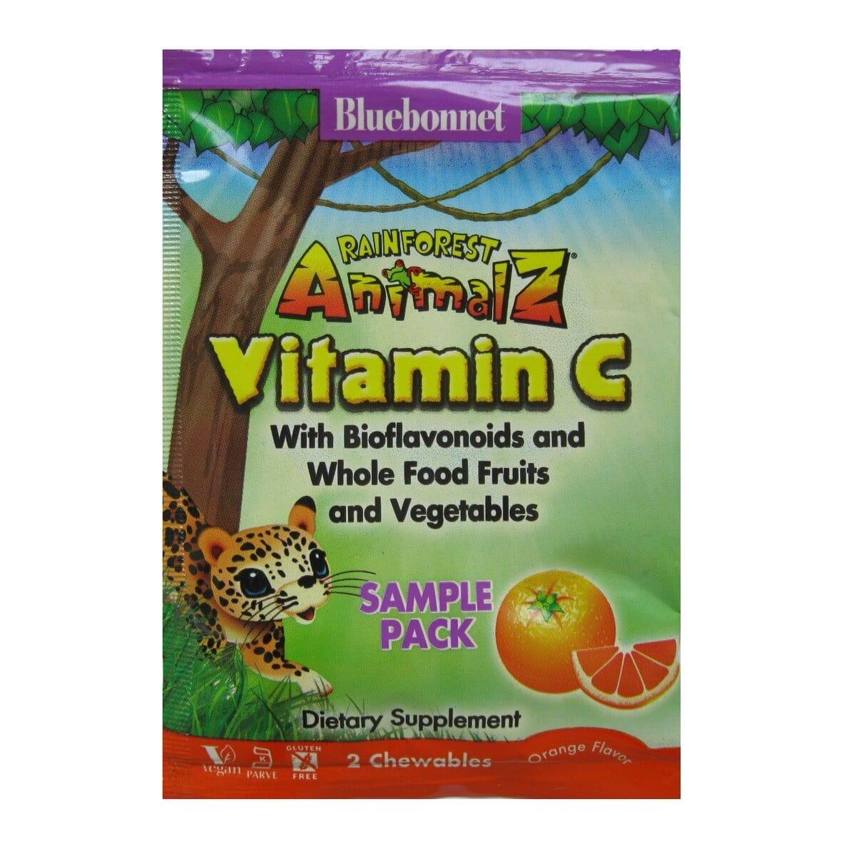 Витамин С для Детей, Вкус Апельсина, Rainforest Animalz, Bluebonnet Nutrition, 2 жевательные конфеты,  мл, Bluebonnet Nutrition. Витамин C. Поддержание здоровья Укрепление иммунитета 