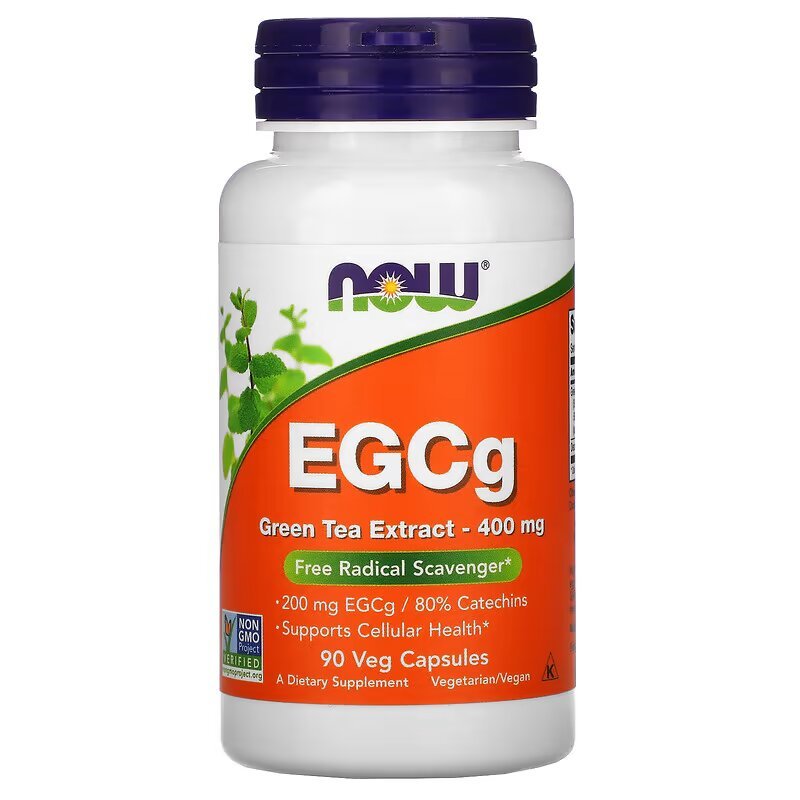 Натуральная добавка NOW EGCg Green Tea Extract 400 mg, 90 вегакапсул,  мл, Now. Hатуральные продукты. Поддержание здоровья 