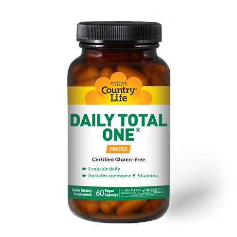 Витамины и минералы Country Life Daily Total One, 60 капсул - Iron Free,  ml, Country Life. Vitamins and minerals. General Health Immunity enhancement 