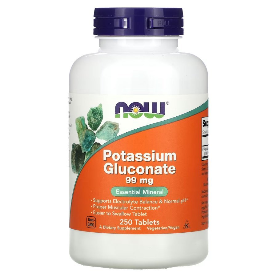 Now Витамины и минералы NOW Potassium Gluconate 99 mg, 250 таблеток, , 