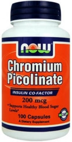 Chromium Picolinate, 100 pcs, Now. Chromium picolinate. Weight Loss Glucose metabolism regulation Appetite reducing 