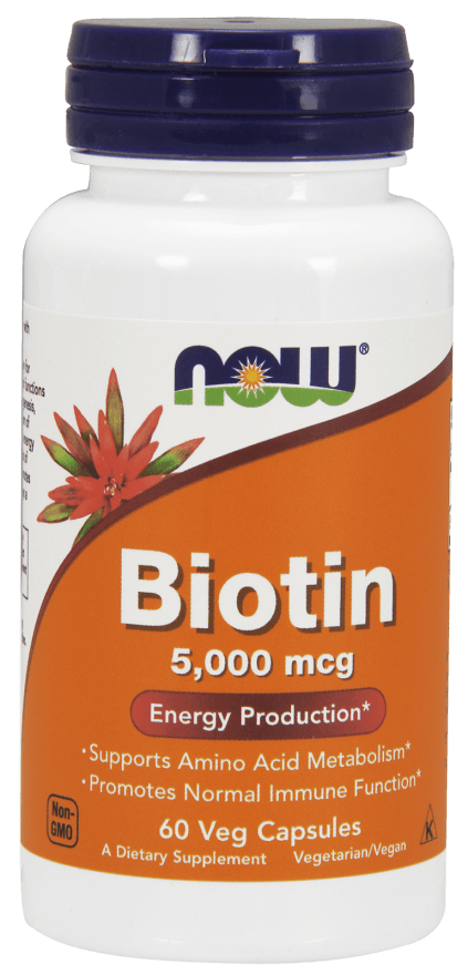 Biotin 5000 mcg, 60 шт, Now. Биотин. Снижение веса Поддержание здоровья Здоровье кожи Укрепление волос и ногтей Ускорение метаболизма 