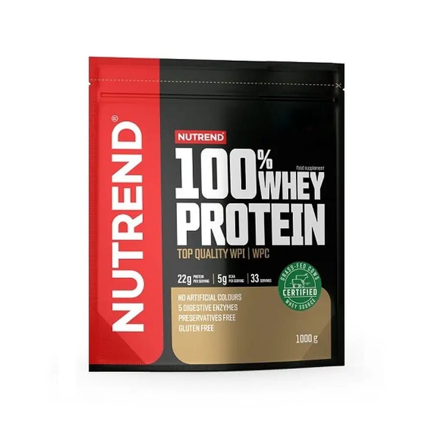Протеин Nutrend 100% Whey Protein, 1 кг Банан-клубника,  мл, Nutrend. Протеин. Набор массы Восстановление Антикатаболические свойства 