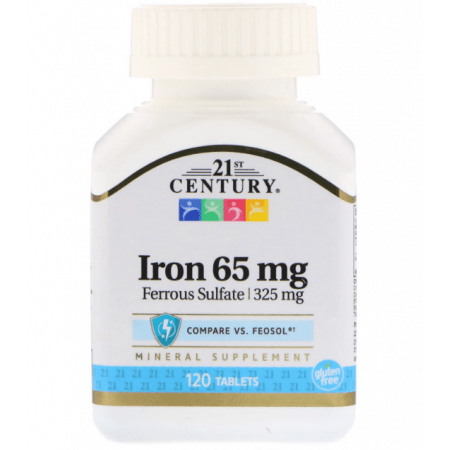 21st Century Залізо 21st Century Iron 65 mg 120 Tabs, , 120 шт.