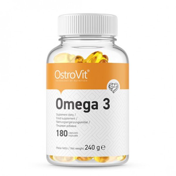 Жирные кислоты OstroVit Omega 3, 180 капсул,  мл, OstroVit. Омега 3 (Рыбий жир). Поддержание здоровья Укрепление суставов и связок Здоровье кожи Профилактика ССЗ Противовоспалительные свойства 