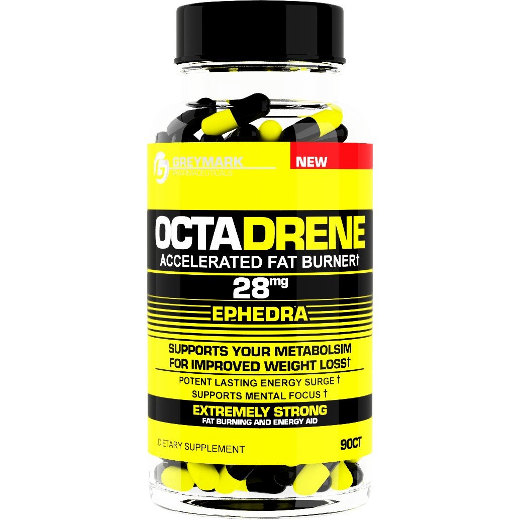Octadrene 28 mg Ephedra, 90 шт, Greymark Pharmaceuticals. Термогеники (Термодженики). Снижение веса Сжигание жира 