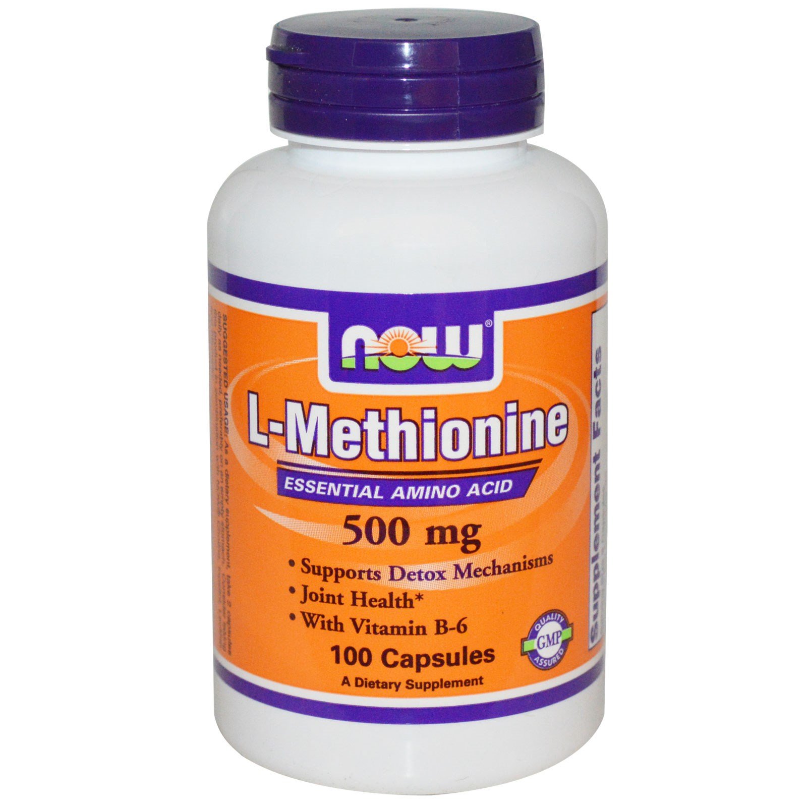 L-Methionine 500 mg, 100 pcs, Now. Methionine. 