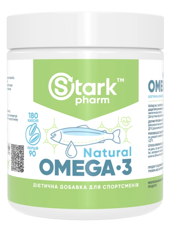 Natural Fish Oil Omega 3 Stark Pharm 120 caps,  ml, Stark Pharm. Omega 3 (Fish Oil). General Health Ligament and Joint strengthening Skin health CVD Prevention Anti-inflammatory properties 