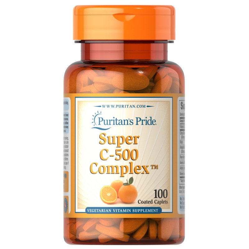 Витамины и минералы Puritan's Pride Vitamin C-500 mg Complex, 100 каплет,  ml, Puritan's Pride. Vitaminas y minerales. General Health Immunity enhancement 