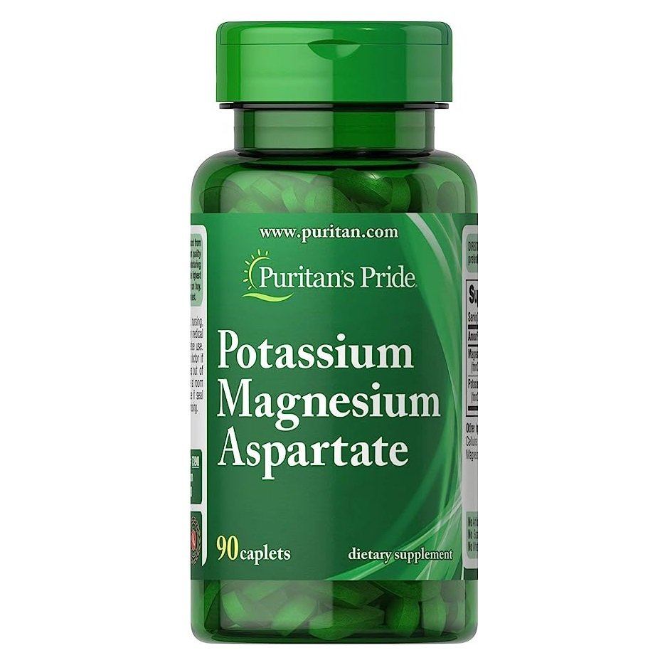 Витамины и минералы Puritan's Pride Potassium Magnesium Aspartate, 90 каплет,  мл, Puritan's Pride. Витамины и минералы. Поддержание здоровья Укрепление иммунитета 
