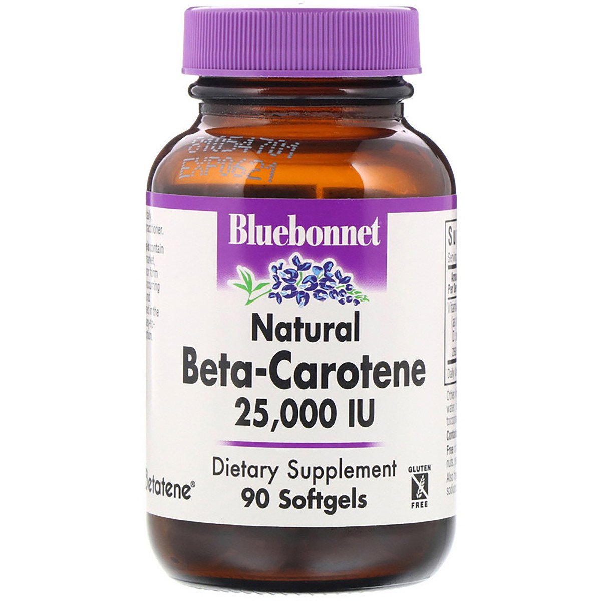 Натуральный бета-каротин, Bluebonnet Nutrition, Beta Carotene 25,000МЕ, 90 гелевых капсул,  мл, Bluebonnet Nutrition. Витамин А. Поддержание здоровья Укрепление иммунитета Здоровье кожи Укрепление волос и ногтей Антиоксидантные свойства 
