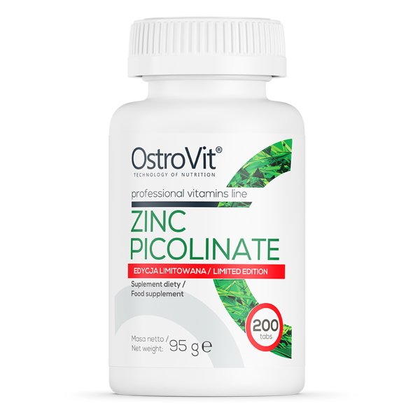 Витамины и минералы OstroVit Zinc Picolinate, 200 таблеток, СРОК 05.22,  ml, OstroVit. Vitamins and minerals. General Health Immunity enhancement 