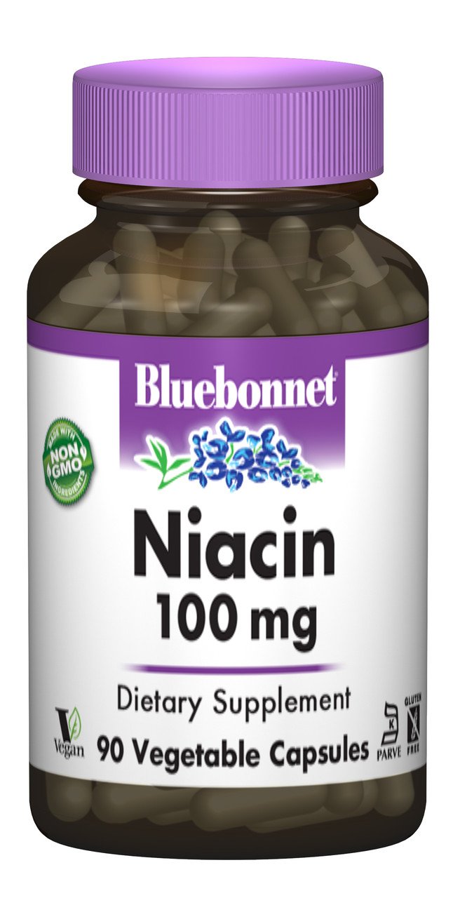 Ниaцин (В3) 100 мг, Bluebonnet Nutrition, 90 гелевых капсул,  мл, Bluebonnet Nutrition. Витамин B. Поддержание здоровья 