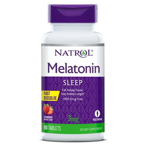 Восстановитель Natrol Melatonin 3mg Fast Dissolve, 90 таблеток - клубника,  мл, Natrol. Послетренировочный комплекс. Восстановление 
