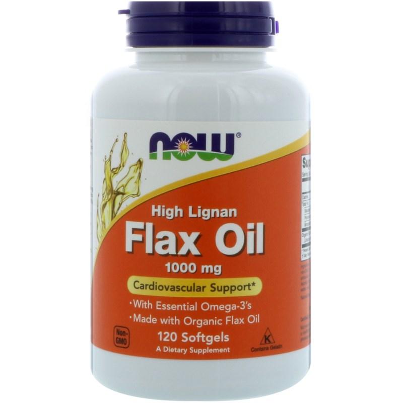 Now High Lignan Flax Oil NOW Foods 120 Softgels, , 120 шт.