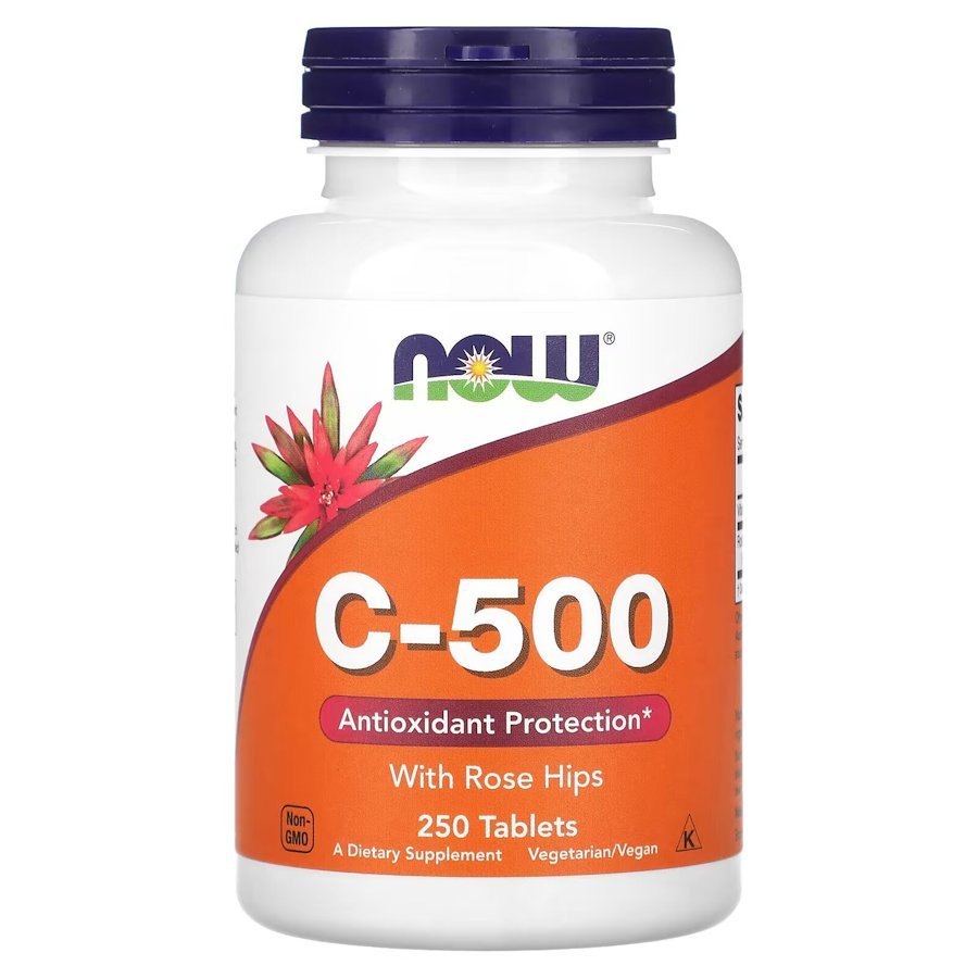 Витамины и минералы NOW Vitamin C-500 Rose Hips, 250 таблеток,  ml, Now. Vitamins and minerals. General Health Immunity enhancement 