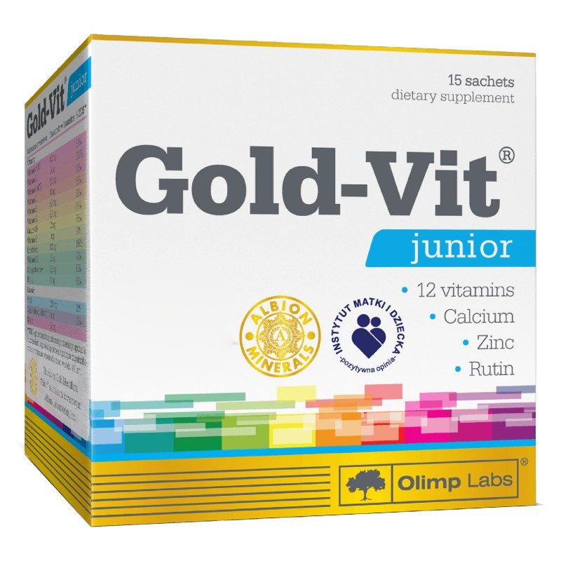 Витамины и минералы Olimp Gold Vit Junior 15 пакетиков, малина,  мл, NZMP. Витамины и минералы. Поддержание здоровья Укрепление иммунитета 