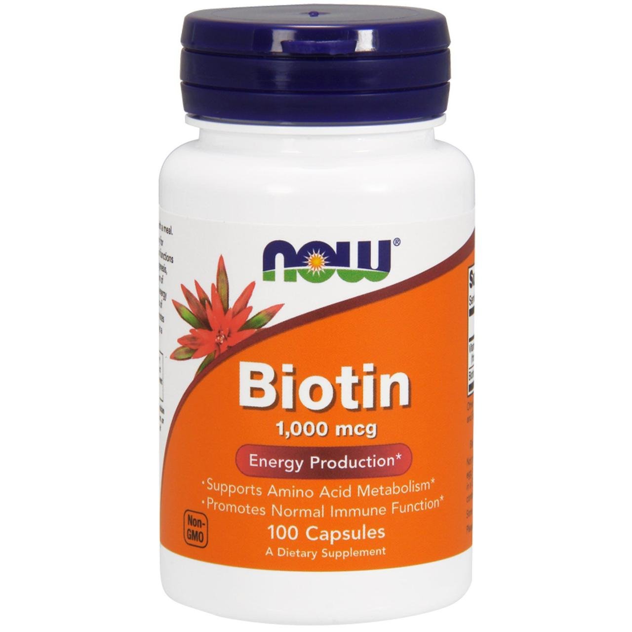 Biotin NOW Foods 100 caps,  ml, Now. Vitamins and minerals. General Health Immunity enhancement 