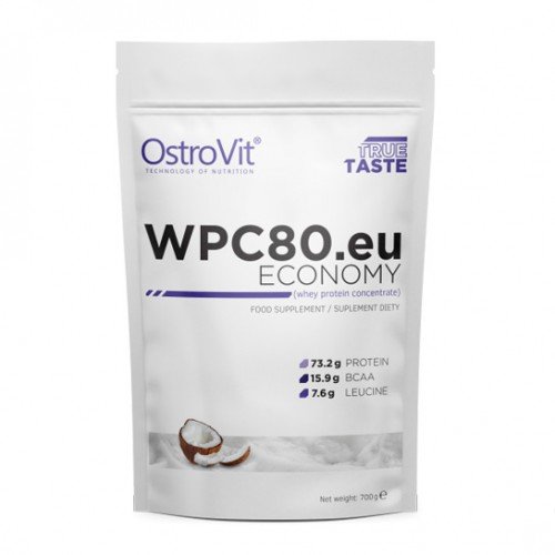 Протеин OstroVit Economy WPC80.eu, 700 грамм Кокос СРОК 07.22,  мл, OstroVit. Протеин. Набор массы Восстановление Антикатаболические свойства 