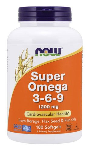 NOW Super Omega 3-6-9  180 капс Без вкуса,  мл, Now. Жирные кислоты (Omega). Поддержание здоровья 